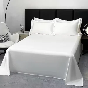 Premium 100% Cotton Solid Color 300TC 60s Woven Luxury Washable 3 Piece Flat Sheet Bedding Set