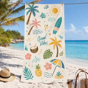 Premium 100% Cotton Terry Cabana Beach Towel Custom Logo Digital Print Oversized Absorbent Soft for Resort Hotel Pool