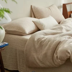 Premium 100 Percent Double Gauze Plain Earth Tone Wrinkle Resistant Skin Friendly Bedding Set