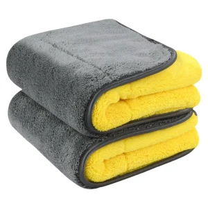 Premium 1000gsm 16 X 24 Inch Dual Layer Coral Fleece Plush Micro Fiber Microfiber Towel for Car Cleaning Wash
