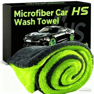 Premium 1800GSM Microfiber Quick Dry Car Cleaning Drying Towel Ultra Thick Double Side Dual Black Pro Detailers