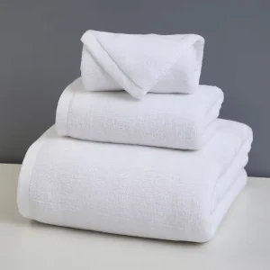 Premium 5 Star Hotel White Face Hand Bath Towel Set 100% Cotton for Hotel Spa Home Use