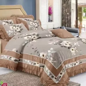 Premium 6 Piece Cotton Bedding Set Soft Breathable Sheet Modern Duvet Cover Queen King Size Bedding Set