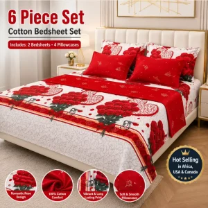 Premium 6 Pieces Bed Sheet Bedding Set Ensemble Draps De Lit En Gros Coton 3 Places 4 Taies 2 Draps