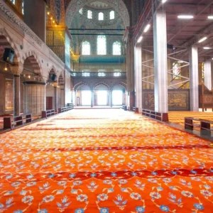 Premium 80% Wool Handmade Jacquard Mosque Carpet Roll High Pile Soft Wall to Wall 4m for Masjid and Islamic Center