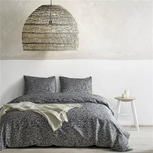 Premium All Natural Cotton Black White Foliage 3 Piece Duvet Cover Set Moisture Wicking Cooling Bedding for All Season Comfort
