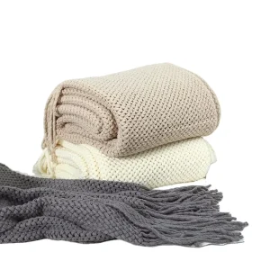 Premium Blanket Throw Blankets for Home Decoration Wave like Pattern Throw Blanket With Tassels