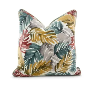 Premium Botanical Leaf Print Anti static Washable Throw Pillow Case Modern Earth Tone Jacquard for Living Room Bedroom Decor