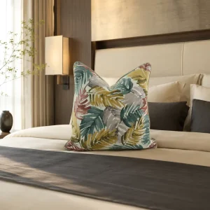 Premium Botanical Leaf Print Throw Pillow Case Modern Earth Tone Jacquard Cushion Cover for Living Room Bedroom Decor
