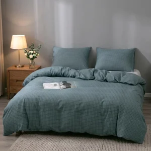 Premium Brushed Lattice Check Pattern Polyester 3PCS Duvet Cover Set, Anti Static 200TC Comfortable Easy Care Bed Linens