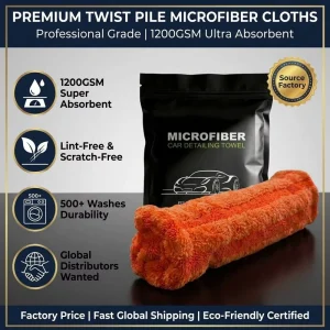 Premium Car Drying Towel Ribbed Twisted Loop Ultimate Absorbent 1200GSM Extra Thick Auto Detailing Wash B2B Supplier