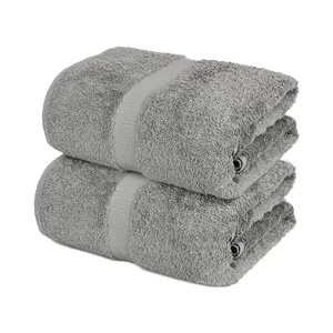 Premium Cotton Bath Sheet Towel Super Soft Absorbent Gray Solid Color Woven Technique for Home Spa Use 2 Piece Set