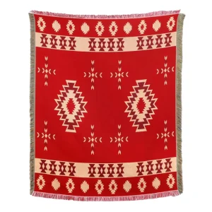 Premium Custom Geometric Tapestry Woven Blanket with Fringes Throw Rugs