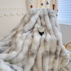 Premium Fleece Fur Throw Blanket Gradient Color Thick Warm Super Soft Cozy Fuzzy Blanket Sofa Blanket