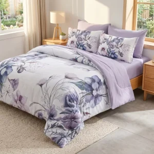 Premium Floral Printed Microfiber Polyester Bedding Set 12Inch Deep Pocket Soft Printed Home Bedroom Bedding Set