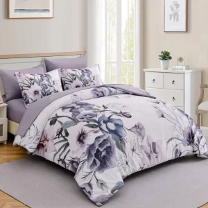 Premium Floral Printed Microfiber Polyester Bedding Set 12Inch Deep Pocket Soft Printed Home Bedroom Bedding Set