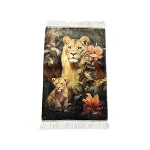 Premium Grade Jungle Lion Modal Wall Animal Tapestry 60*90cm Machine Woven Double Sided Tassel Rug Pet Friendly