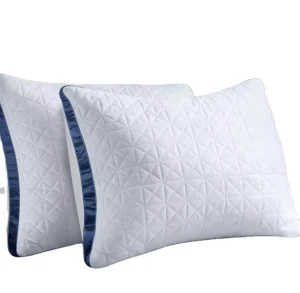 Premium Gusseted Sleeping Pillows 2 Pack with Down Alternative Filling Breathable Cooling Bed Pillows for Home and Hotel Use