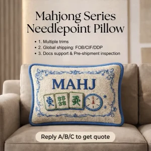Premium Handmade Custom Needlepoint Pillow Rectangle Eco-Friendly Modern Embroidered Decorative Throw Cushion Cover for Sofa