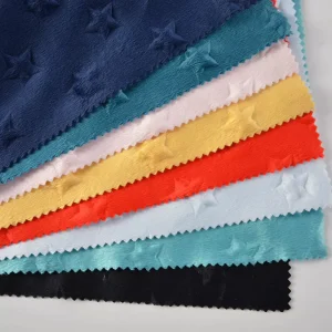 Premium Home Textile 100% Polyester Soft Embossed Star Minky Dot Plush Fabric
