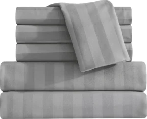 Premium Hotel Quality Luxurious 1500 Series 6-Piece Stripe Bed Sheet Set