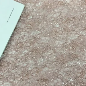 Premium Irregular Stretch Embroidery Lace Fabric with Shiny Sequins Soft Breathable Mesh Base for Evening Gown Luxury Apparel
