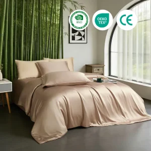 Premium King Size Duvet Cover Pillowcase Set 100% Bamboo Fabric Woven Hypoallergenic for Certified 300TC Thread Bedding