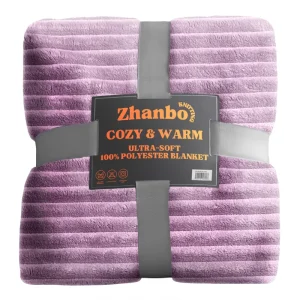 Premium Knitted Jacquard Flannel Throw Blanket Soft Textured Solid Fleece Blanket for Sofa Bed Hotel Home Decor Factory Direct