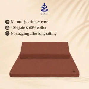 Premium Linen Fabric Portable Crescent Meditation Cushion Zafu Pillow with Removable Washable Cover