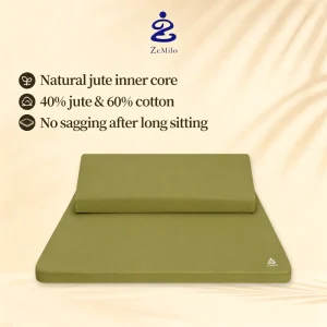 Premium Linen Fabric Portable Crescent Zafu Pillow Mat with 15% Slope Trapezoid Design for Deep Zen