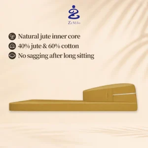Premium Linen Fabric Portable Crescent Zen Sitting Cushion with Ergonomic Slope Support for Lounges