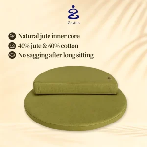 Premium Linen Fabric Round Circular Meditation Zafu Pillow Mat Meditation Floor Cushion