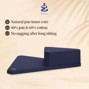 Premium Linen Fabric Triangular Geometry Zafu Pillow Mat Extra Large Meditation Cushion
