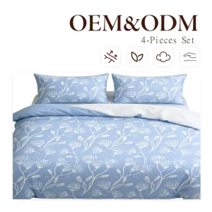 Premium Microfiber 4Pcs Bedding Set Soft Skin Friendly Duvet Cover Pillowcases for Home Hotel Guest Room All Season Use