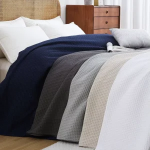 Premium Nordic 100% Cotton Custom Thicken Textured Woven Blanket Light Breathable Throw Portable for Bed Sofa Cover