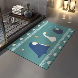 Premium Odor Free Thickened Soft Diatom Mud Bath Mat Lovely Nordic Whale Design Quick Dry for Homestay Indoor Foyer Space