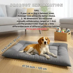 Premium Orthopedic Dog Bed Mat Spine Protection Scratch Resistant Thick Padded Washable Grey Pet Mat for Large Dogs