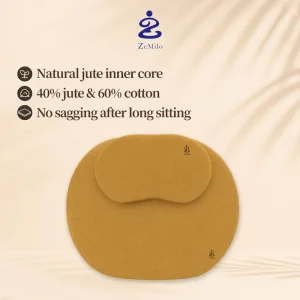 Premium Plant Fiber Oval Ellipse Meditation Cushion with Easy Carry Portable Design