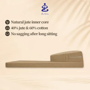 Premium Plant Fiber Portable Crescent Meditation Cushion Zafu Pillow with Glue Free Formaldehyde Free Core