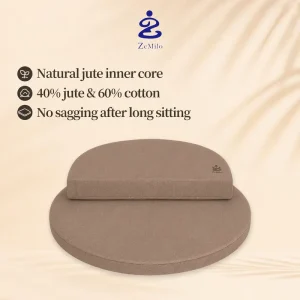 Premium Plant Fiber Round Circular Meditation Cushion with Easy Carry Portable Design