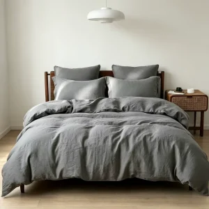 Premium Quality 100% Cotton Home Bed Linen Modern Comforter Set Gray Pillow Case Bedsheets Customized Color Size 3pcs