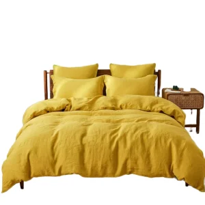 Premium Quality 3pcs Linen Bedding Set Single Bed Sheet and Duvet Cover Woven Technics