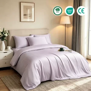 Premium Quality Bamboo Duvet Cover Set King Reinforced Seams Durable Bedding Luxury Soft Cooling Breathable 300tc Thread Count