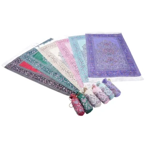 Premium Quality Modern Muslim Ice Silk Worship Mat Durable Printed Prayer Rug with Cylinder Carry Case for Travel & Home Use