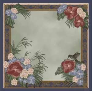 Premium Quality USA Mahjong Mat Hummingbird Floral Border Non Slip Custom Design for Luxury Tabletop Gaming Experience