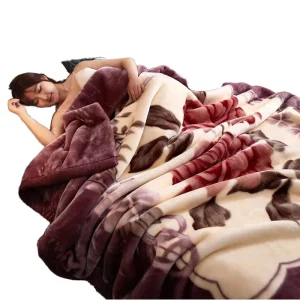 Premium Quality Woven Thick Plush Faux Mink Eco friendly Non Toxic Customizable Raschel Blanket Winter Floral Plant