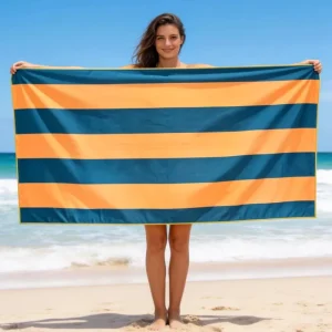 Premium Quick Dry Striped Sand-Free Beach Towel Luxury Oversized Lightweight Microfiber Sport Towel