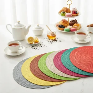 Premium Reusable PP Woven Placemat 3mm Eco Friendly Non Toxic Heat Resistant Non Slip 38CM New Chinese Style Home Hotel