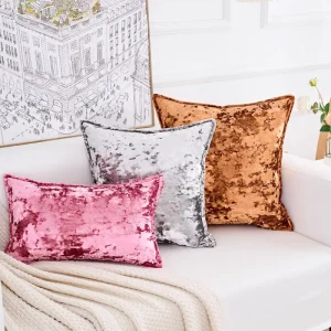 Premium Series Crushed Velvet Square Zipper Closure Throw Pillow Covers Luxury Thick Cushion Cases Home Decor
