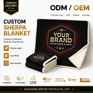Premium Sherpa Fleece Custom Print Fleece Blanket School Team Brand Logo Blanket Luxury Sherpa Fan Gear Winter